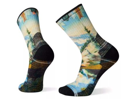 Smartwool Hike Light Cushion Mountain Print Men’s Crew Hiking Sock Supply