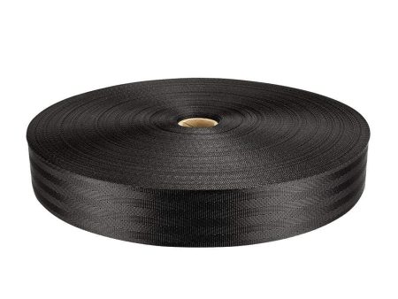 Sterling 50mm (2inch) Polyester Flat Webbing Per Metre Black For Sale