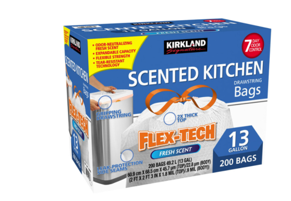 Kirkland Signature 13 Gallon Flex-Tech Scented Bin Bags, Pack of 200 Sale