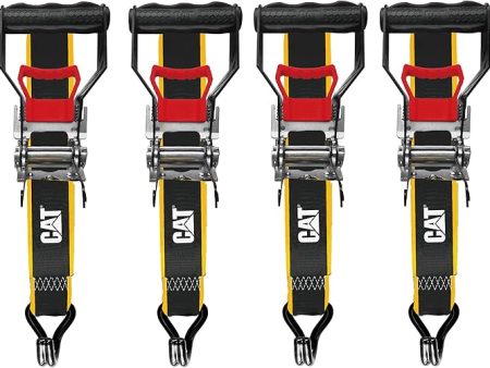 CAT Heavy Duty Ratchet Tie Down Straps Caterpillar 4 Piece Set Pack 1.5 x16ft Discount