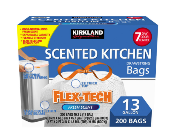 Kirkland Signature 13 Gallon Flex-Tech Scented Bin Bags, Pack of 200 Sale