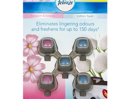 Febreze Car Clip on Air Freshener Cotton Blossom Pack of 5 For Cheap