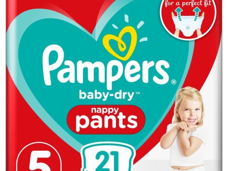 Pampers Baby-Dry Nappy Pants Size - 5, 12-17kg, 21 Pants Hot on Sale